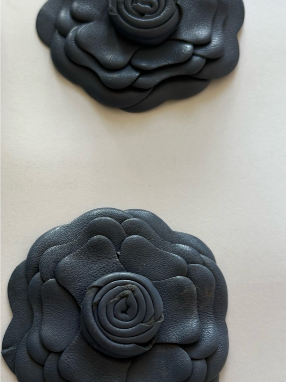 Navy Leather Floral Appliqué Accent